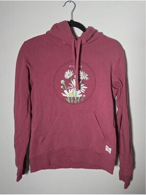 Woods Deco Rose Hoodie Size Small Floral Graphic Pullover Cotton Blend Pink